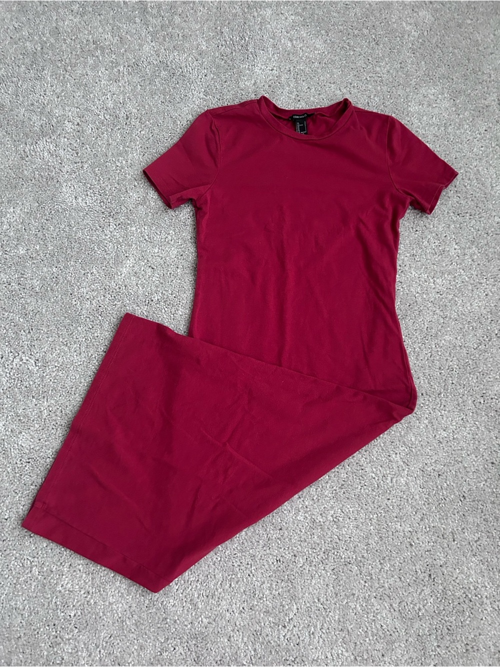 Forever 21 Berry Red Short Sleeve Maxi Dress